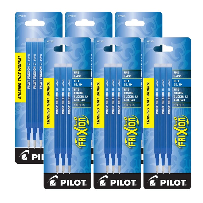 Pilot Gel Ink Refills for FriXion Erasable Gel Ink Pen, Fine Point, Blue Ink, 6 Packs total of 18 refills (77331) - Image 1